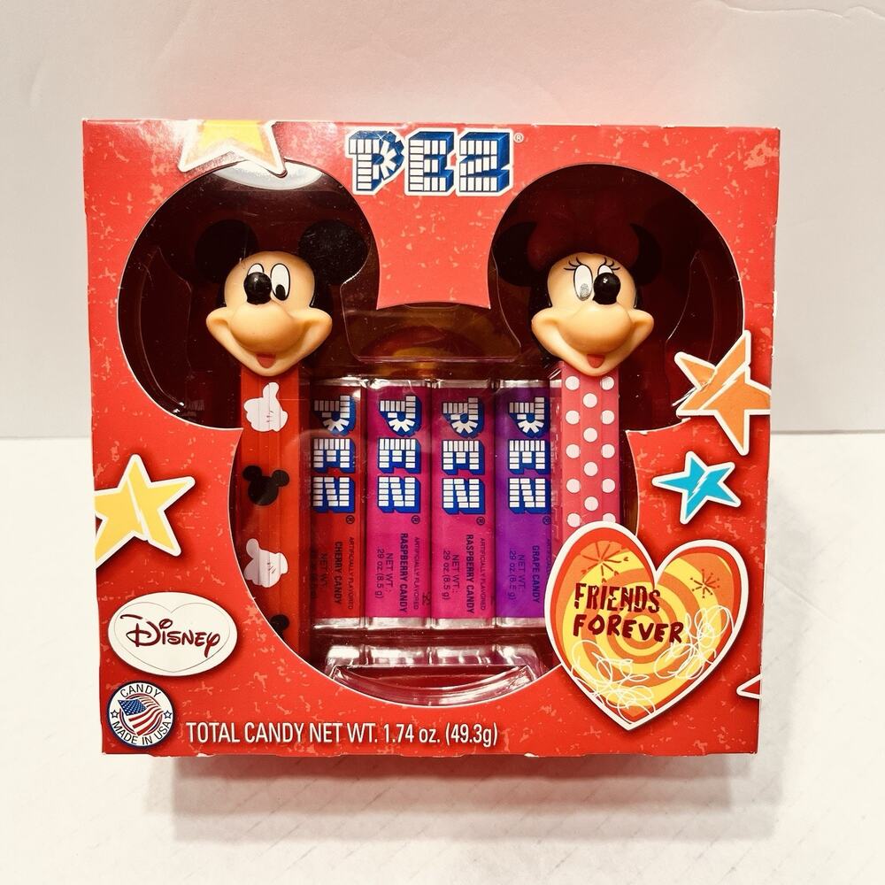 PEZ MICKEY AND MINNIE VALENTINE GIFT SET ~ 6 Pez Candy Refills ~ FRIENDS FOREVER
